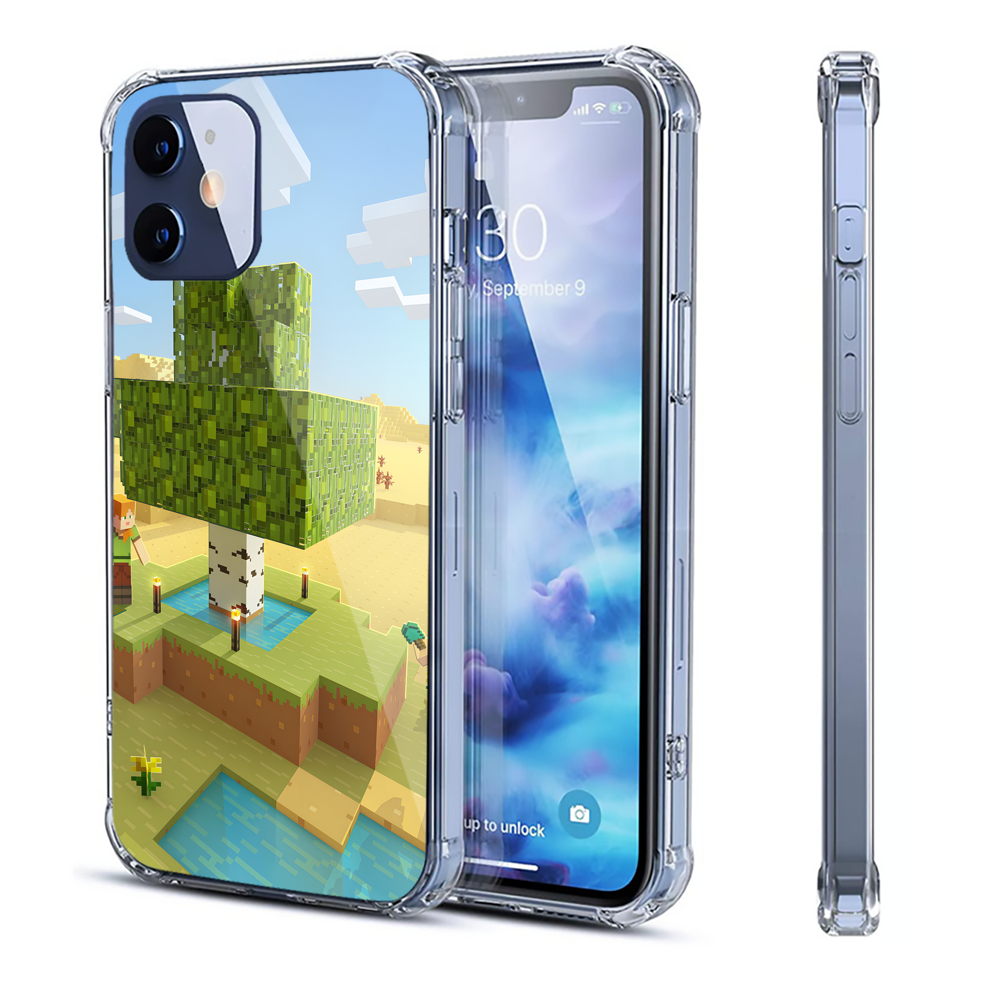 （画像用） マインクラフト ブロックの世界 Minecraft MC Block world 【iPhone 12シリーズ対応】透明スマホケース（クリアソフトケース）
